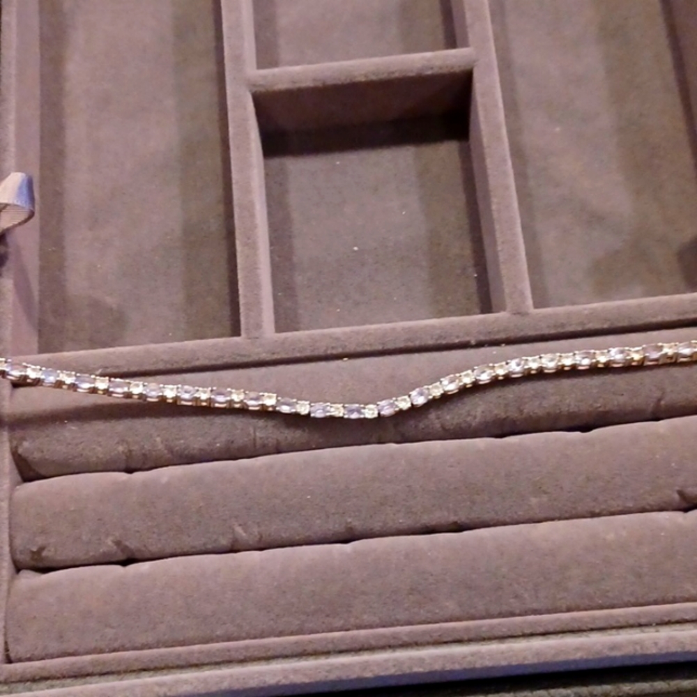 7.5 inch tanzanite line bracelet 9.25 silver